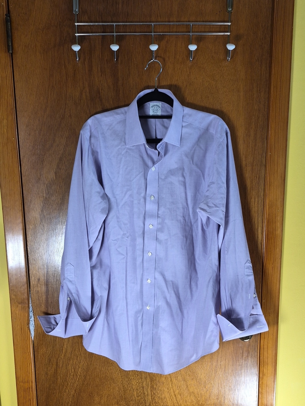 Brooks Brothers Men's Dress Shirt - Light Lavender Cufflink Cuffs Size 16/34